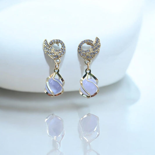 Elegant Pearl Drop Korean Earrings with Gold Finish
