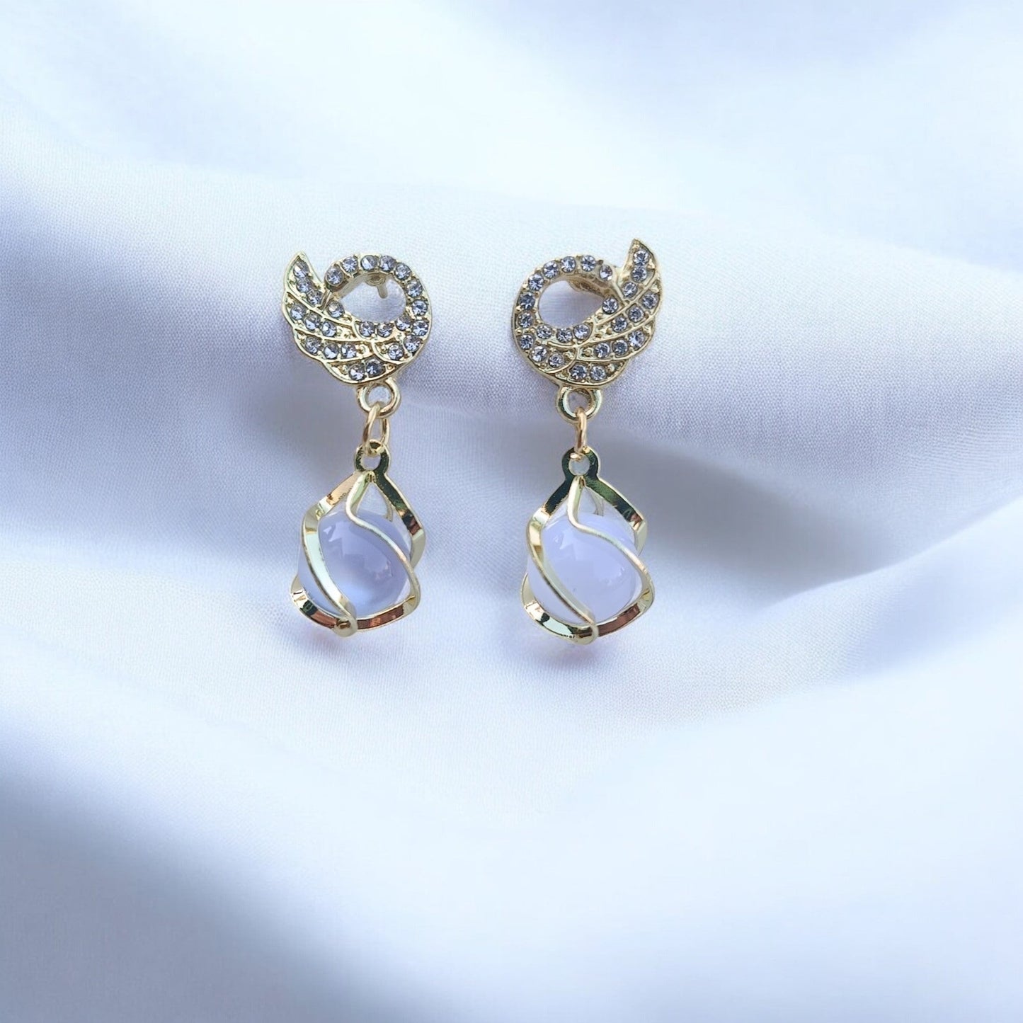 Elegant Pearl Drop Korean Earrings with Gold Finish