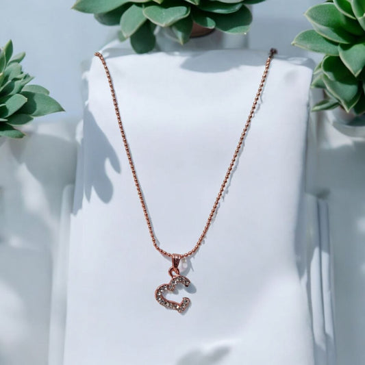 Jwelric Rose Gold Heart Necklace With Link Cain