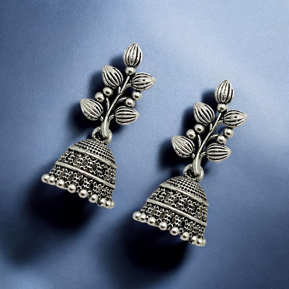 Set of 9 Oxidised & Gold-Plated Jhumka Earrings
