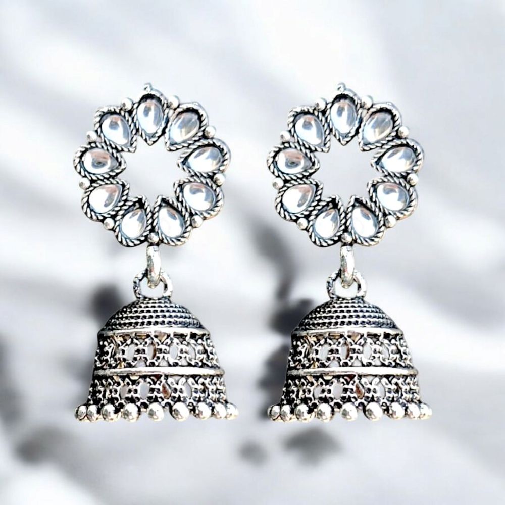 Jwelric Elegant Floral Drop Earrings with Kundan