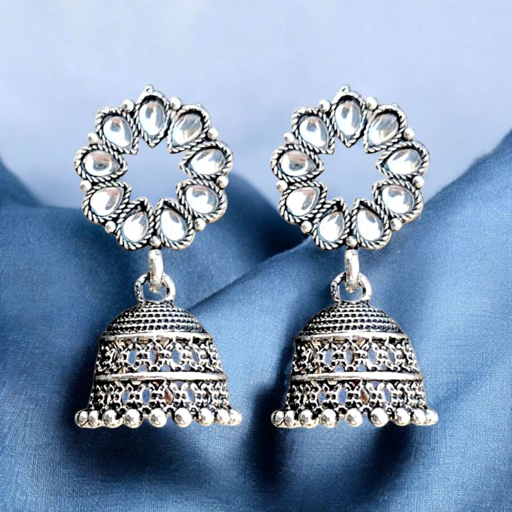 Jwelric Elegant Floral Drop Earrings with Kundan