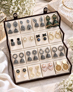 Jwelric 16 Pairs Korean & Traditional Jhumka Earrings Set with Brown Storage Box for Women