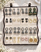 Jwelric 16 Pairs Korean & Traditional Jhumka Earrings Set with Brown Storage Box for Women