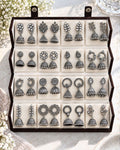 Jwelric 16 Pairs Oxidised Silver Jhumka Earrings Set