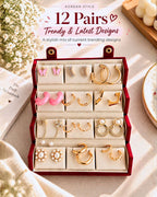 Jwelric 12 Pairs Women’s Earrings Set – Korean, Traditional & Western Fashion Earrings Collection with Premium Jewellery Storage Box