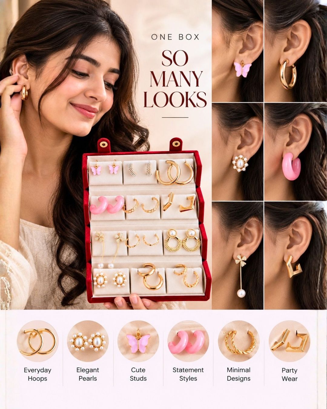 Jwelric 12 Pairs Women’s Earrings Set – Korean, Traditional & Western Fashion Earrings Collection with Premium Jewellery Storage Box