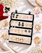 Jwelric 12 Pairs Korean Earrings Set for Women & Girls with Black Jewellery Storage Box