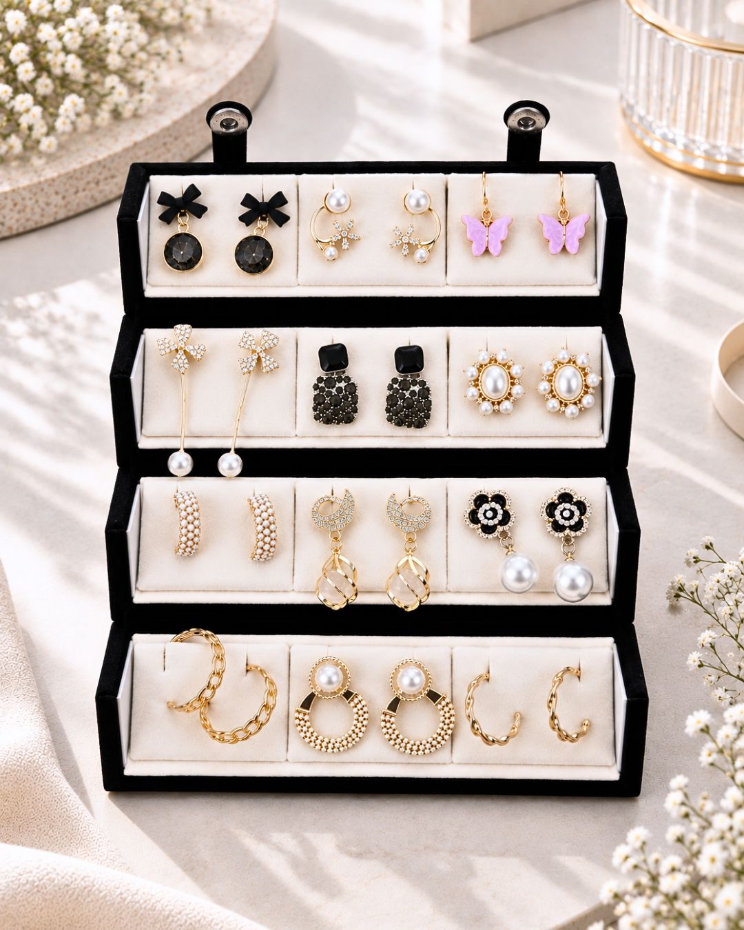 Jwelric 16 Pairs Traditional Jhumka Earrings Set for Women