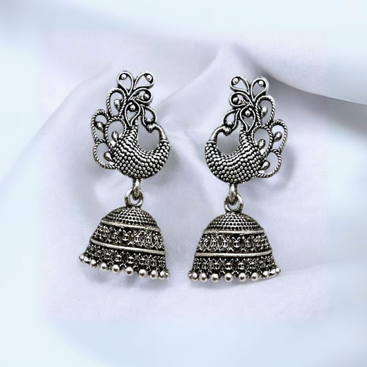 Oxidised Peacock Oxidized Jhumka Earrings