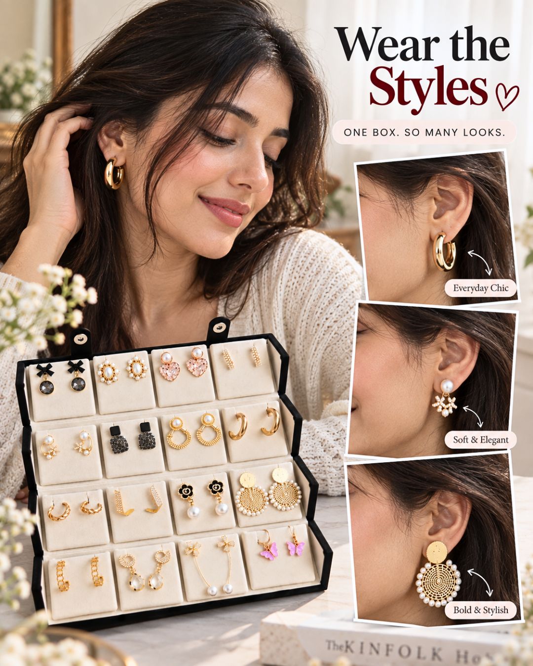 Jwelric 16 Pairs Korean Earrings Set for Women | Stylish Earrings Combo for Daily Wear & Parties