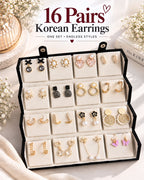 Jwelric 16 Pairs Korean Earrings Set for Women | Stylish Earrings Combo for Daily Wear & Parties