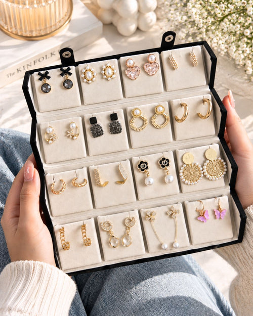 Jwelric 12 Pairs Women’s Earrings Set – Korean, Traditional & Western Fashion Earrings Collection with Premium Jewellery Storage Box