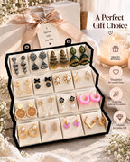 Jwelric 16 Pairs Korean & Traditional Jhumka Earrings Set with Black Storage Box for Women