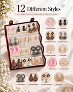 Jwelric 12 Pairs Women’s Earrings Set – Korean Style, Traditional Jhumkas Collection with Jewellery Storage Box