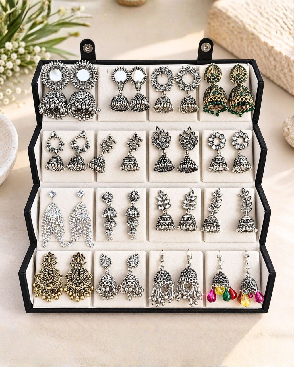 Jwelric 16 Pairs Traditional Jhumka Earrings Set for Women