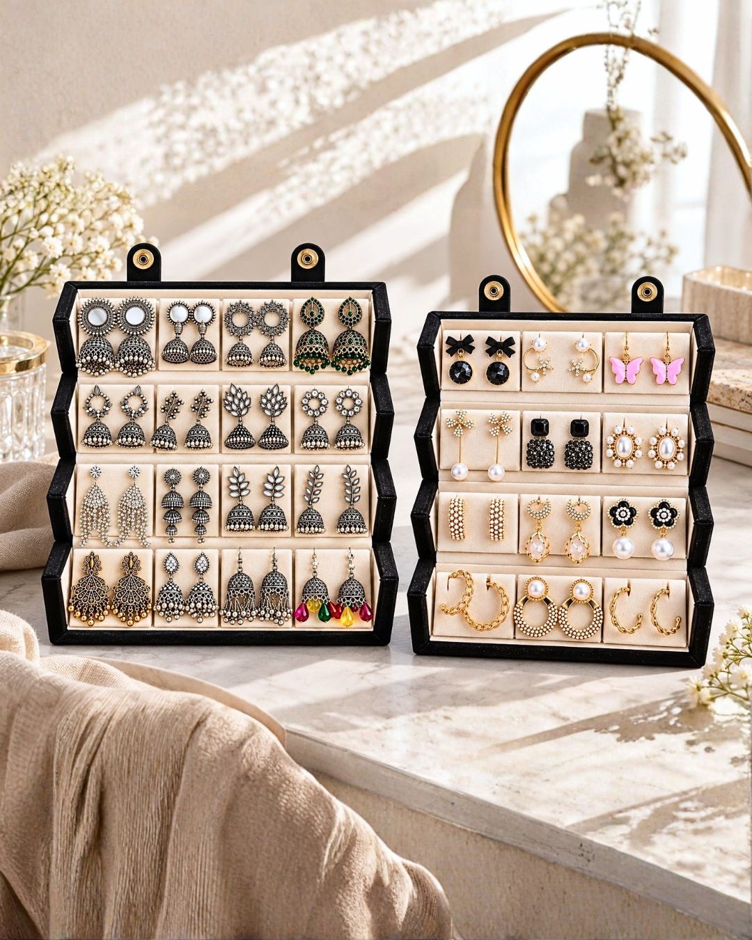 Jwelric 16 Pairs Traditional Jhumka Earrings Set for Women