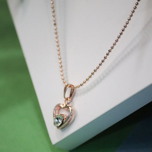 Jwelric Shining Diamond Heart Link With Golden Chain