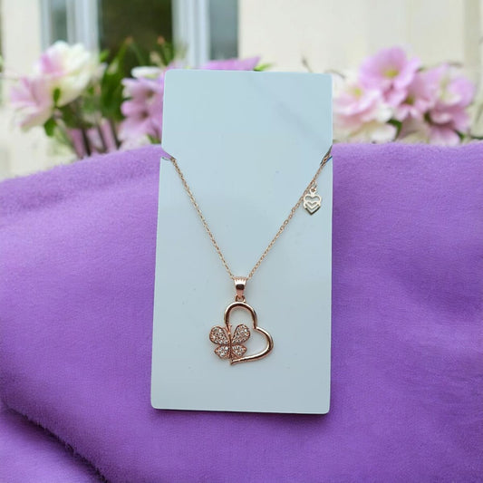 Rose Gold Sparkling Butterfly Pendant with Link Chain