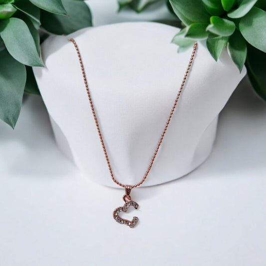 Jwelric Rose Gold Heart Necklace With Link Cain